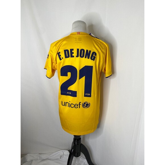 FC Barcelona Men's Soccer Jersey Shirt Yellow Rakuten F. DE Jong Size Small - Picture 4 of 9